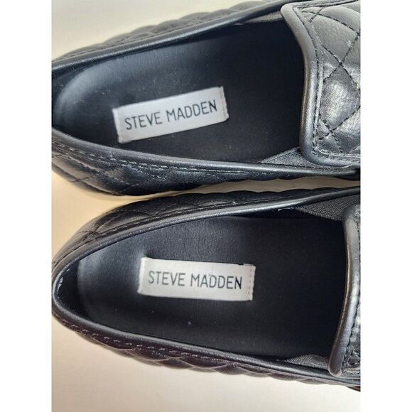 Steve Madden Women's Quilted Slip on Black Loafers Size 8M - Picture 6 of 7